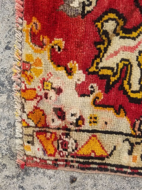 Vintage Hand Made Traditional Oriental Wool Multicolor Carpet Rug 104x53cm gallery