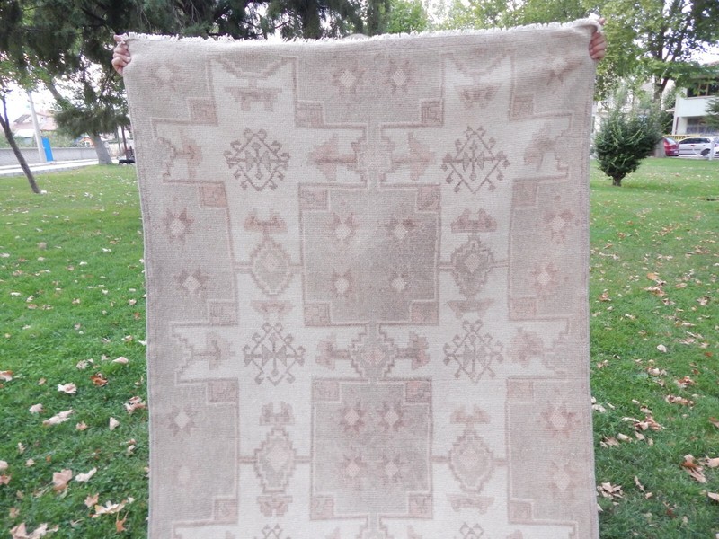 1970s Vintage Turkish Oushak Handwoven Rug 4'3'' x 7'12'' gallery