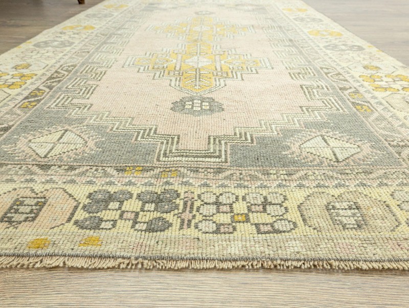 Turkish Oushak Rug 3.8x5.9 ft – Vintage Hand-Knotted Wool Pastel Accent Carpet gallery