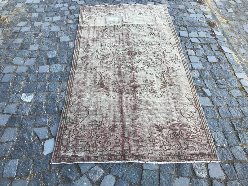 Bohemian Area Rug Handmade Wool Rug Turkish Vintage Traditional Rug 3,9 x 7,5 ft gallery
