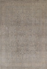 Vintage Distressed Wool Floral Traditional Area Rug 7×9 ft Hand-knotted Carpet