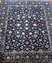Antique Kashann Navy Hand Knotted Wool Premium Quality Oriental Rug 10′ x 13′