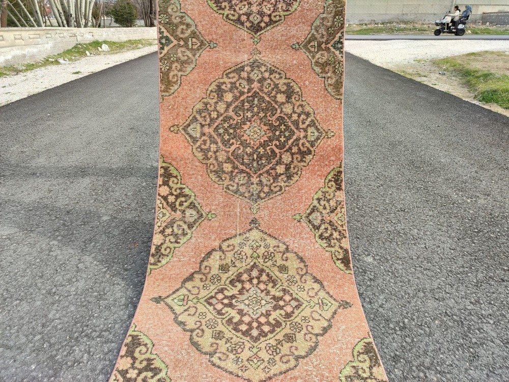 25 ft extra long runner rug Hallway, Long runner Turkish Oushak vintage 3x25
