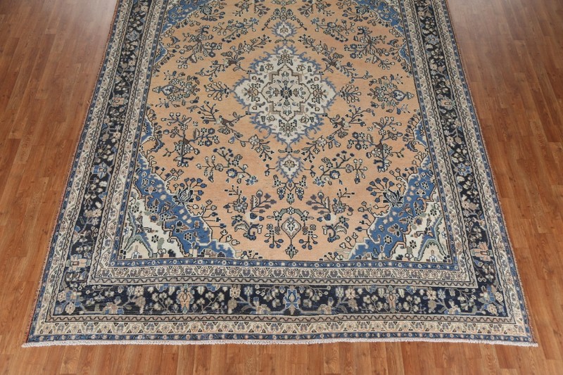Vintage Muted Peach Hamedan Area Rug 9x12 ft Hand-knotted Low Pile Wool Carpet gallery