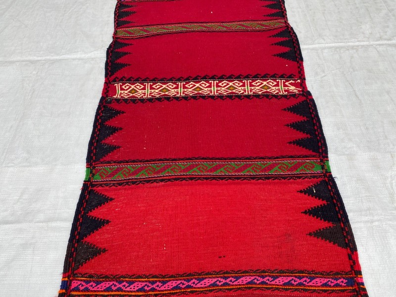 2x5 ft Afghan Sofreh Handmade Hallway Vintage Turkmen Wool Tribal Kilim Area Rug gallery
