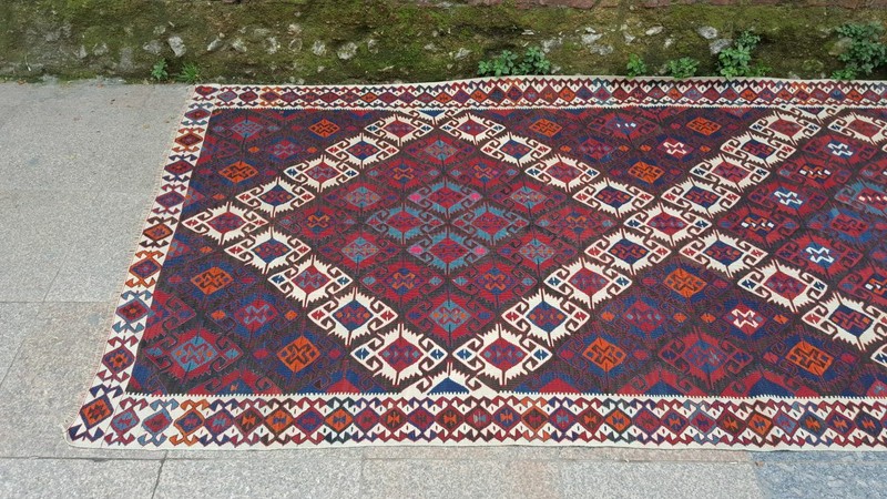 4'7'' x 13' Vintage Natural Rug Village Rug Handmade Carpet.SKU:VK880 gallery
