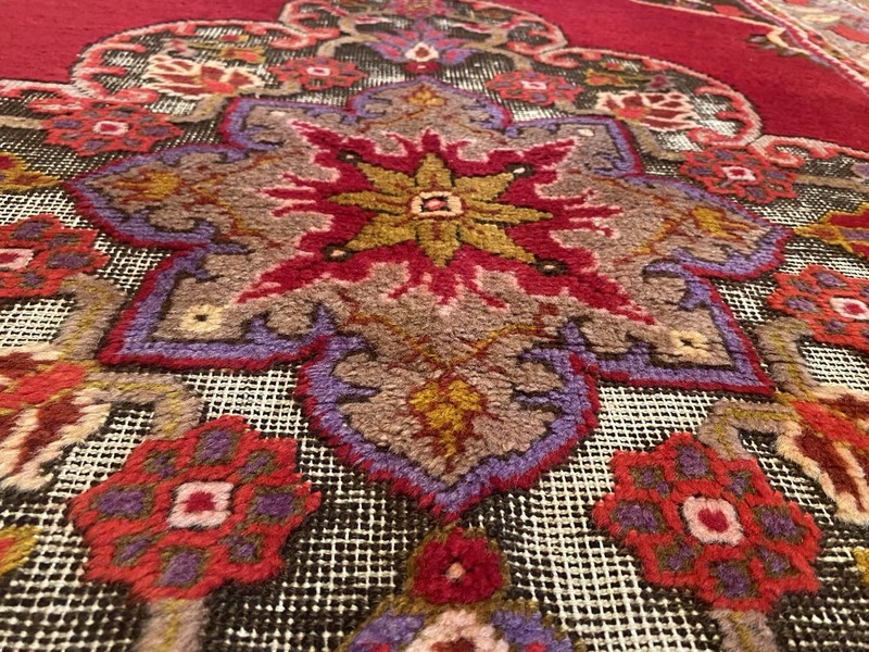 Authentic Ca 1900-1939s Antique Medallion Patterned Wool Pile Tribal Rug 4’x7’ gallery