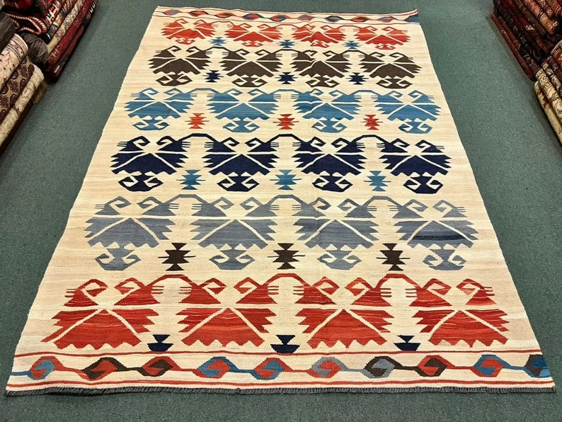150 X 210 CM Stunning Super Fine Quality Flat Weave Natural Vegetable Dye Kilim