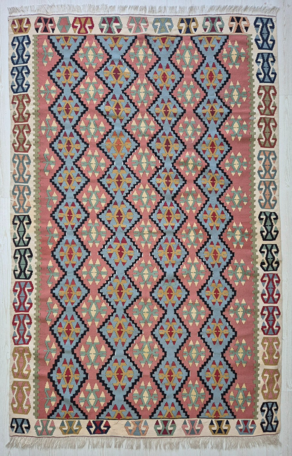 Vintage Turkish Handwoven Wool Kilim Rug 43x66 in , Anatolian Tribal Rug gallery