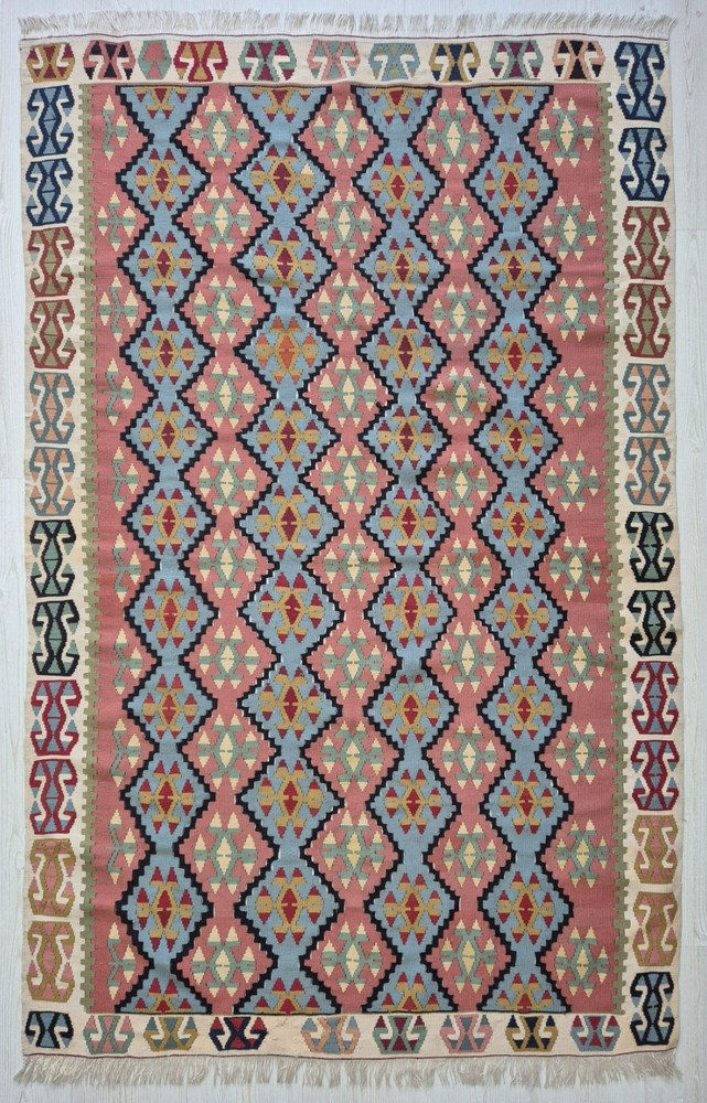 Vintage Turkish Handwoven Wool Kilim Rug 43x66 in , Anatolian Tribal Rug
