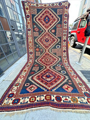 Auth: 19th C Antique Caucasian Rug Asymmetric ART Beauty Blue Green 5×10 NR