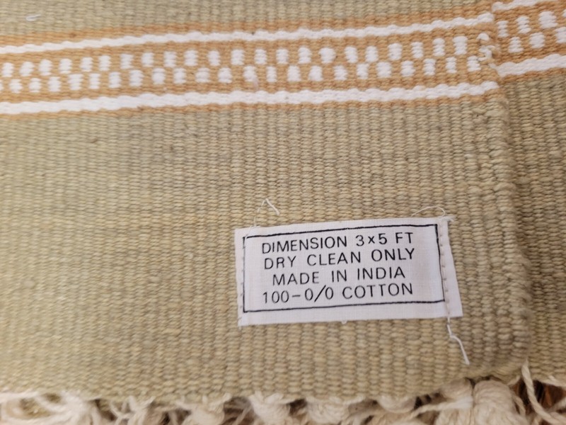 Authentic Hand Knotted Vintage Woven India 100% Cotton Area Rug 3 x 5 Ft gallery