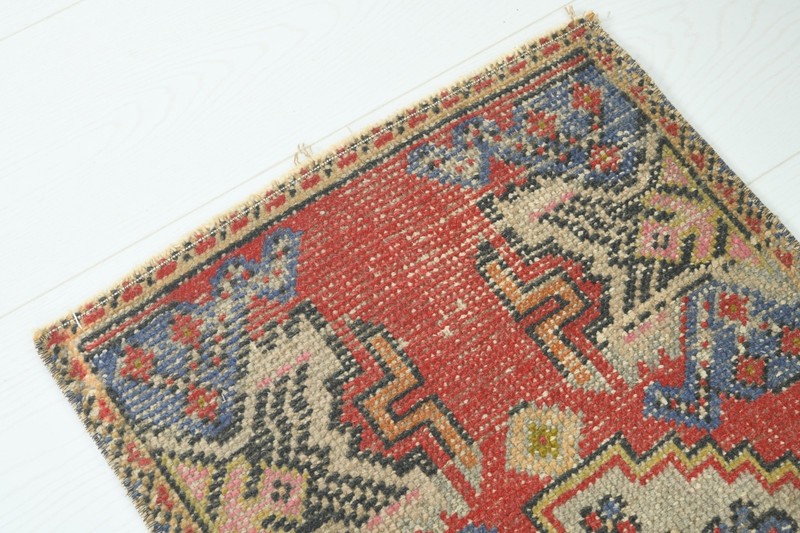 Turkish Door Mat Small Rug 2x3 Hand-Knotted Vintage Oushak Mini Rug Carpet,896 gallery