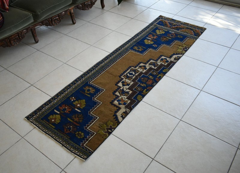 Vintage Runner 7.4x2 ft Oushak Runner Anatolian Rug Faded Turkish Runner R08 gallery