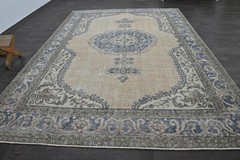 Oushak Turkish Vintage Rug 7×10 Kilim Rug Anatolian Handmade Boho Decor BEIGE