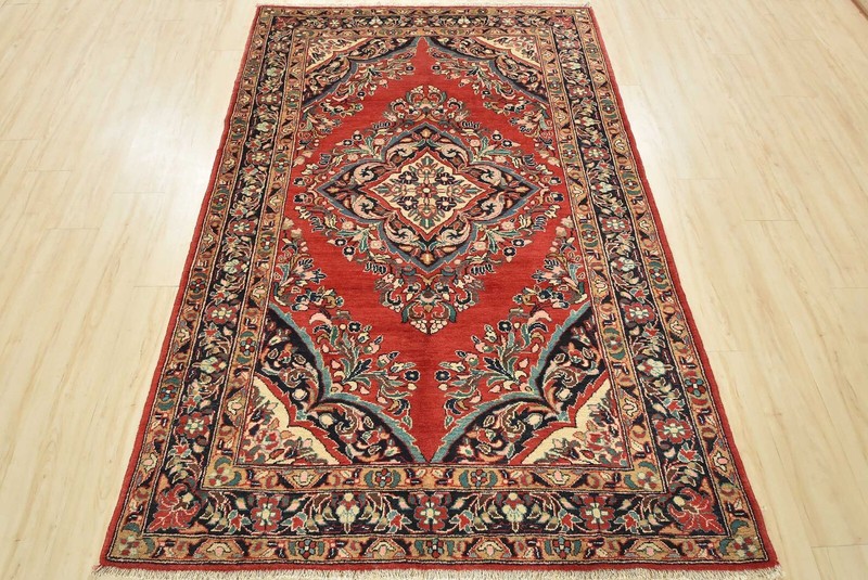 Vintage Oriental Rug 5'4'' x 7'9'' Red Wool Traditional Hand-Knotted Carpet gallery