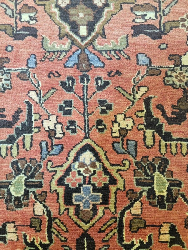 Antique Oriental Hand-Knotted Wool Runner Red/Ivory/Blue/Green 2'9" x 13'8" gallery