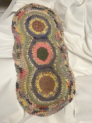 Antique handmade Braided Rag Rug Farmhouse Cottage Porch Runner Decor 44”