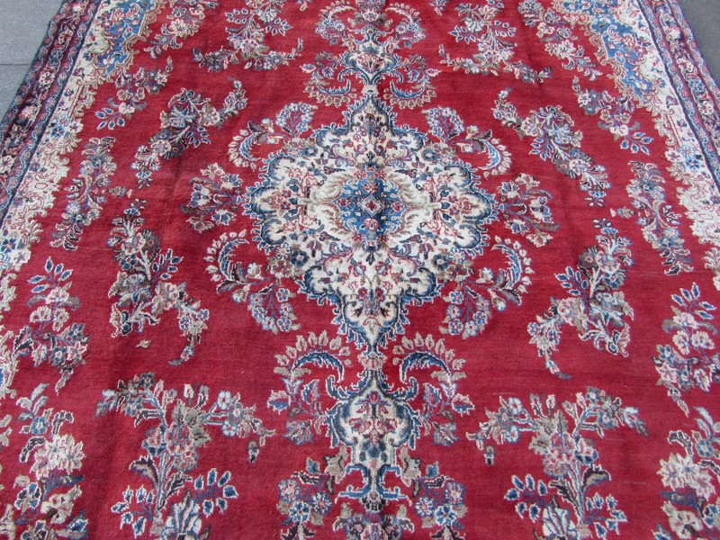 Old Traditional Hand Made Vintage Oriental Wool Red Long Carpet Runner 428x223cm gallery