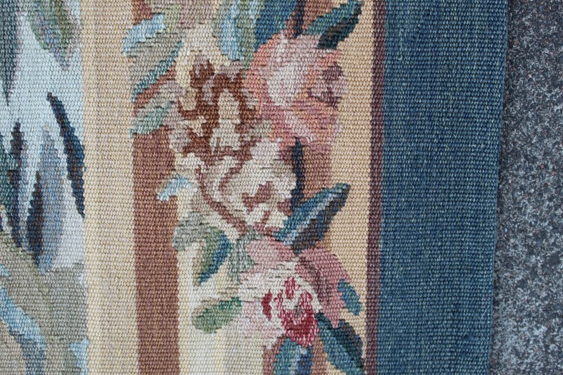 Vintage Hand Made French Design Original Wool Green Aubusson Tapestry 156x208cm gallery