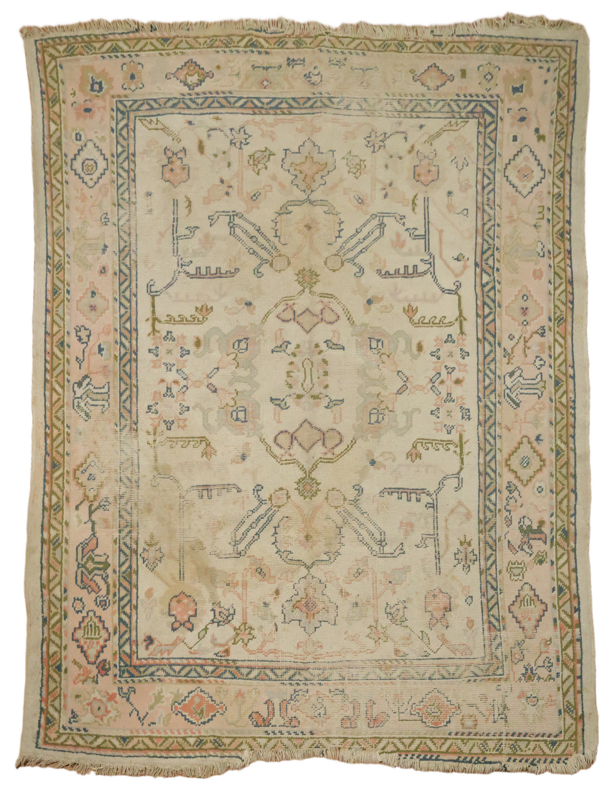Pre-1900 Antique 7x9 Oushak Hand-Knotted Wool Turkish Area Rug in Soft Tones gallery