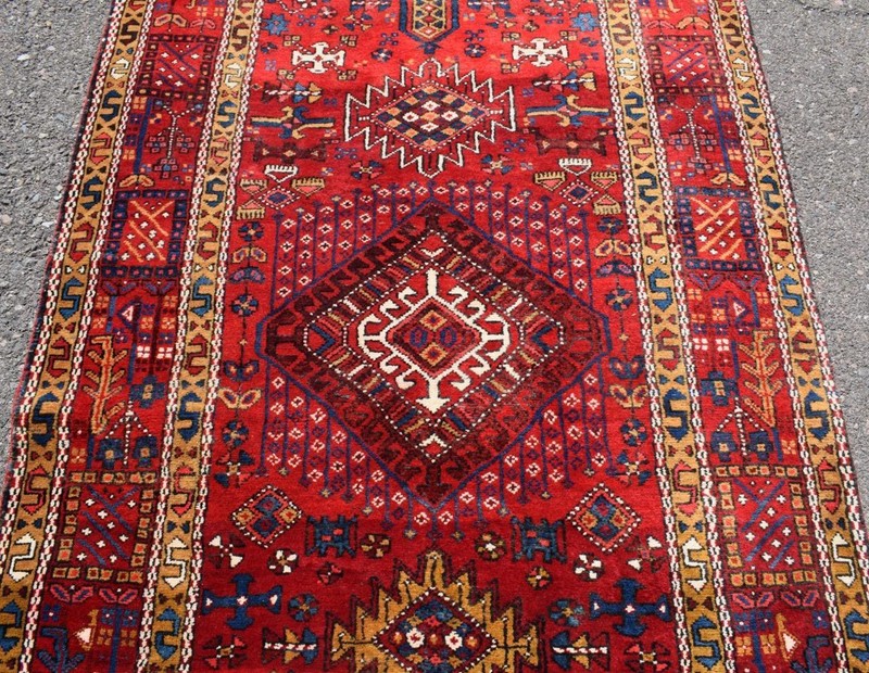 S Antique Vintage Caucasian Heris 3'10 x 14'10 Handmade Wool Runner Rug 4 x 15 gallery