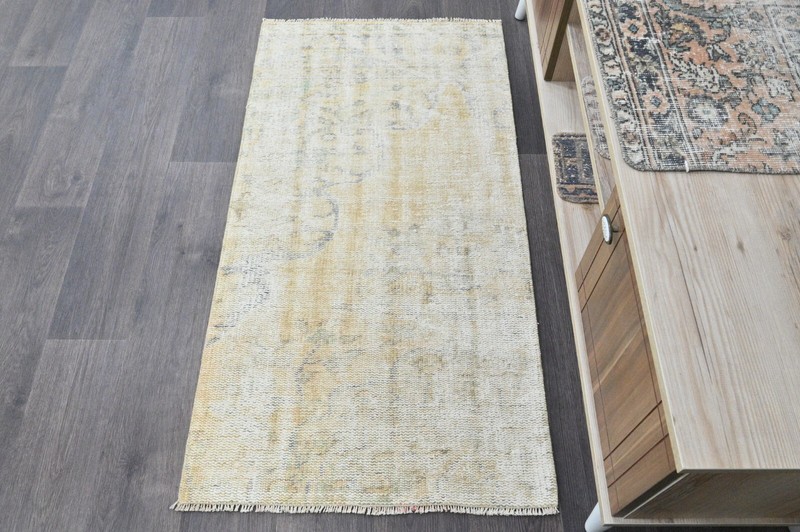 Oushak Turkish Doormat Rug 2x4 BEIGE Vintage Anatolian Handmade Small Kilim Rug gallery