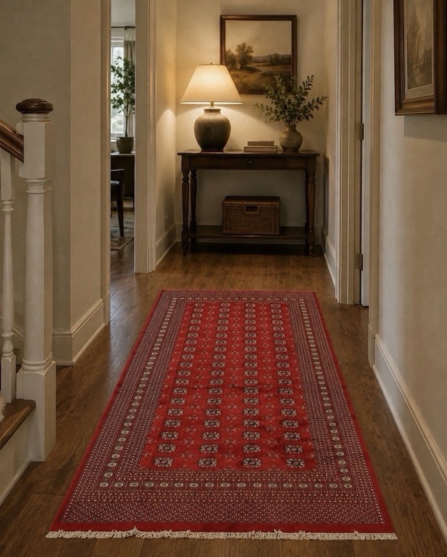 Rare Hand knotted Vintage Pakistani Bokhara Jhaldar Wool Area Rug 9x6 Ft gallery