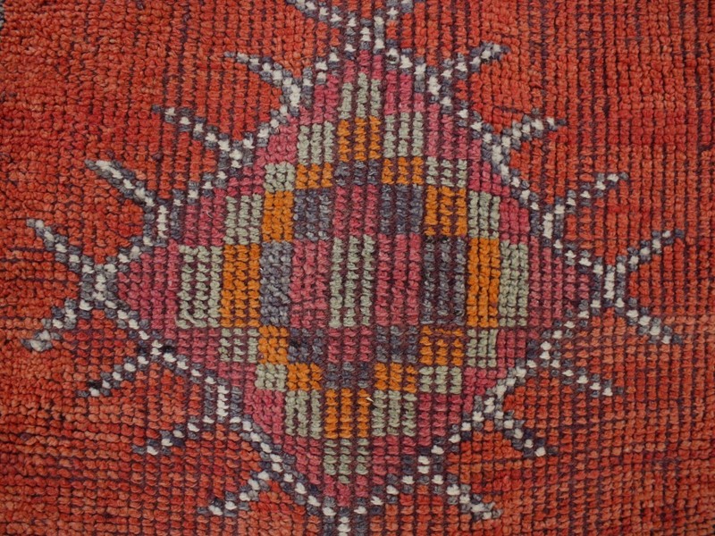 Vintage Hand Knotted Long Runner Rug Orange Teal Distressed Floral 2.6x9.7 ft gallery