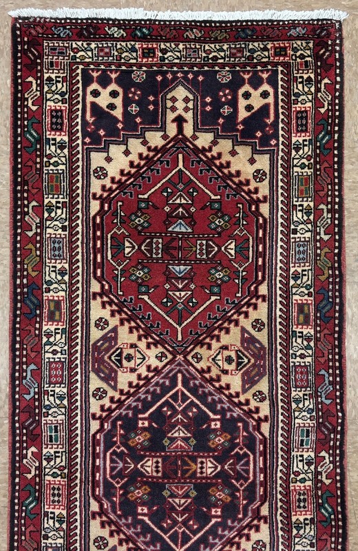 Vintage Sarab Oriental Tribal Bird Runner Rug 2'6"x9'11" Hand Knotted Wool Ivory gallery