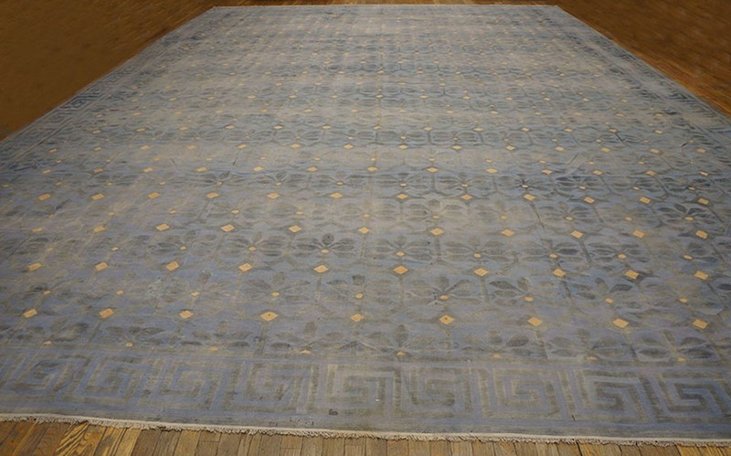 16X24 Antique Indian Dhurries Blue Cotton Area Rug 1920 gallery