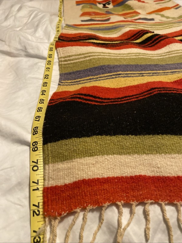 Vintage 72”X23” Inca Aztec Mayan Runner Rug Wall Hanging 100% Wool. (Read) gallery