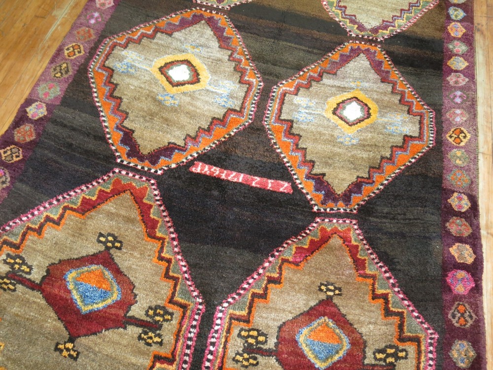 Vintage Turkish Oushak Kurdish Kars Gallery Geometric Rug Size 5'10''x12'6''