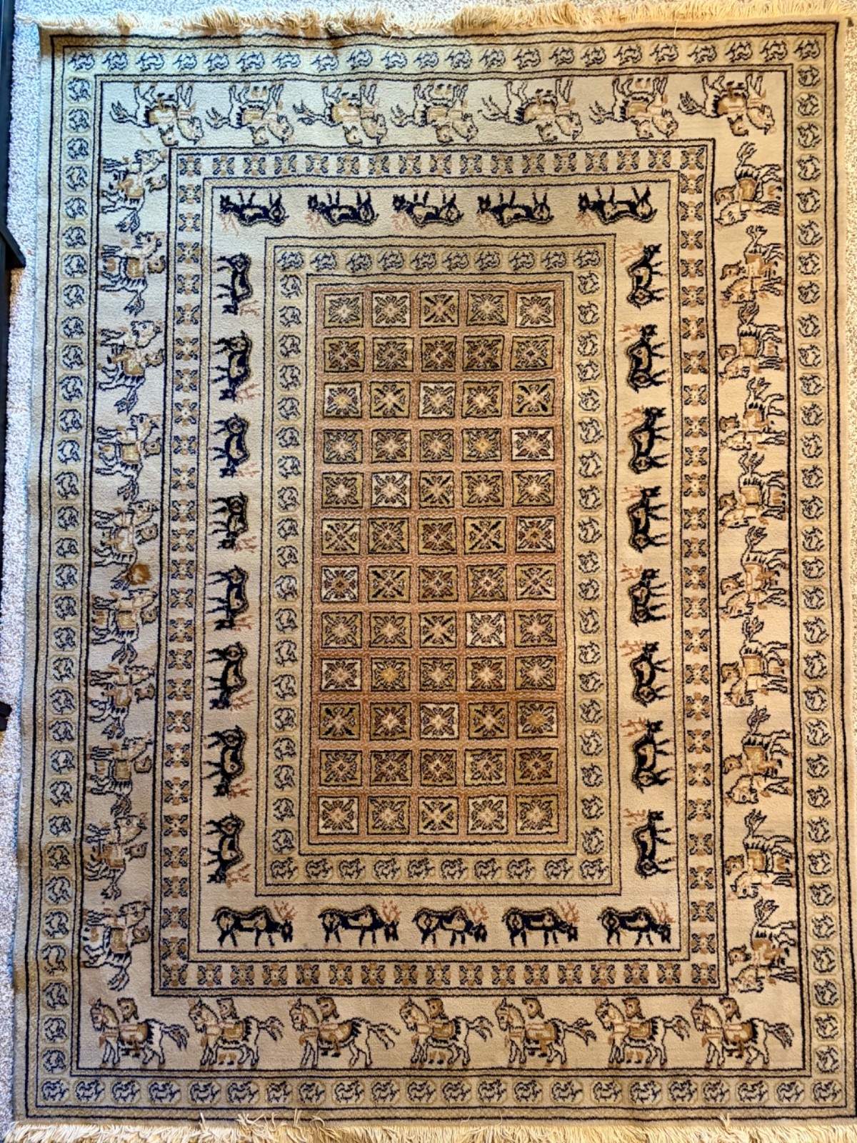 Vintage Louis de Poortere Samarkand Wool Rug – Made in Belgium – 4'7" x 6'2" gallery
