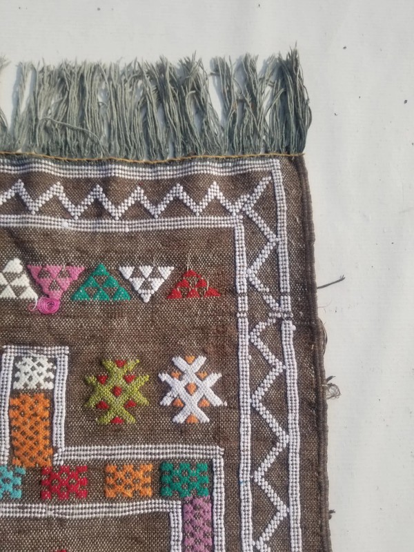 Distressed Fine Vintage Traditional Hand Made Oriental Wool Grey Kilim 78x49cm gallery