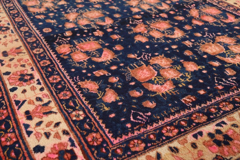 Vintage Navy Blue/ Ivory Traditional Handmade Sirjan Floral Rug Area Carpet 5x6 gallery