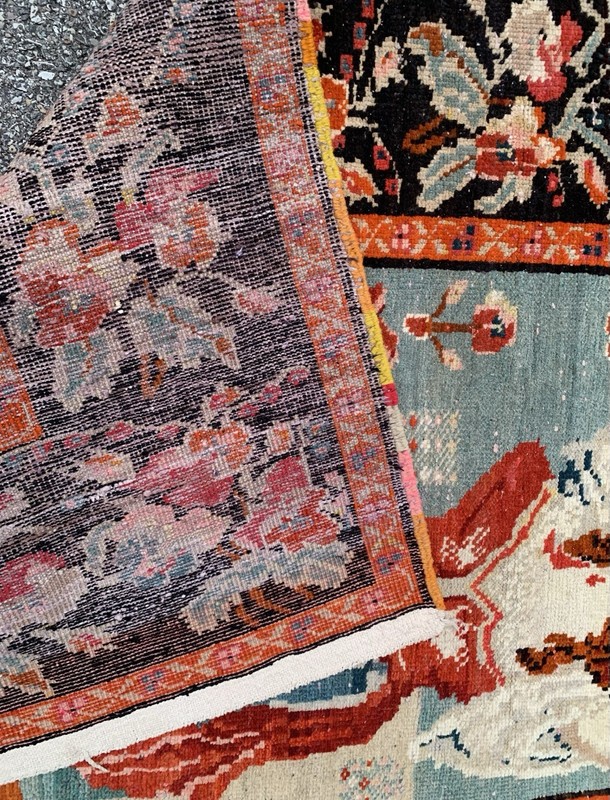 Antique Caucasian Karabagh Pictorial Rug Circa 1939’S Size 4.2x6.5 Ft gallery