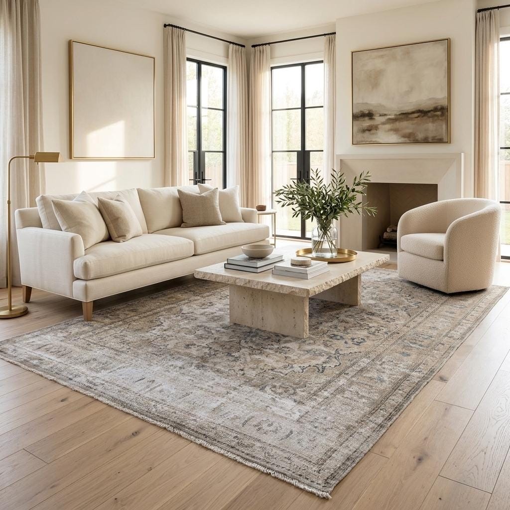 6'3" x 9'4" Uma Vintage Hand-Knotted Wool Area Rug gallery
