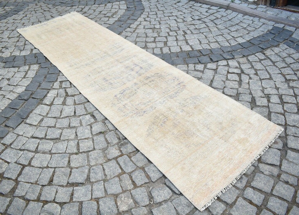 Turkish Oushak Rug 2'8 x 10'0 ft. Vintage Anatolian Kilim Corridor Hallway Rug