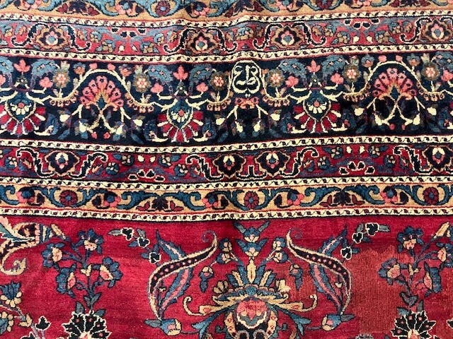 Stunning antique Hand made signed wool rug , 8'8" x 14'6 gallery