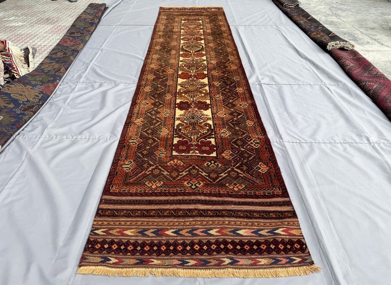 Fine Antique Afghan Runner Rug 3x12 ft Handmade Persian Style Tribal Hallway Rug gallery