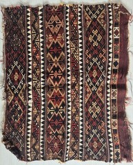 Antique Turkmen Cicim Kilim Fragment, Handwoven Wool & Cotton, Natural Dyes