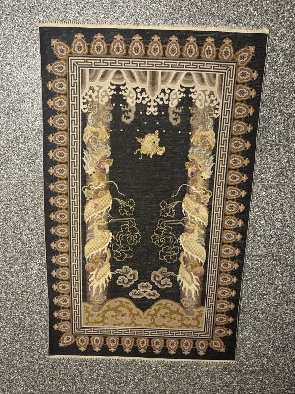 Vintage Chinese Hand Knotted Tibetan Pillar Dragon Rug Wool Area Runner 3x5 Feet gallery