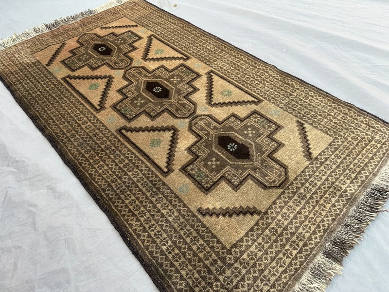 2'10x5 ft Vintage Afghan Hand Knotted Wool Rug Tribal Geometric Oriental Carpet gallery