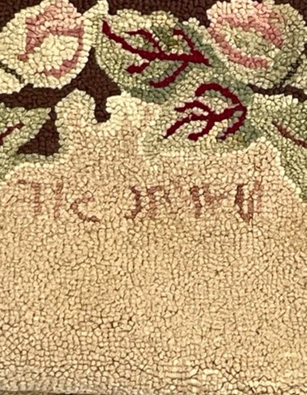 Old 1950s Hooked Rug Signed, Dated gallery