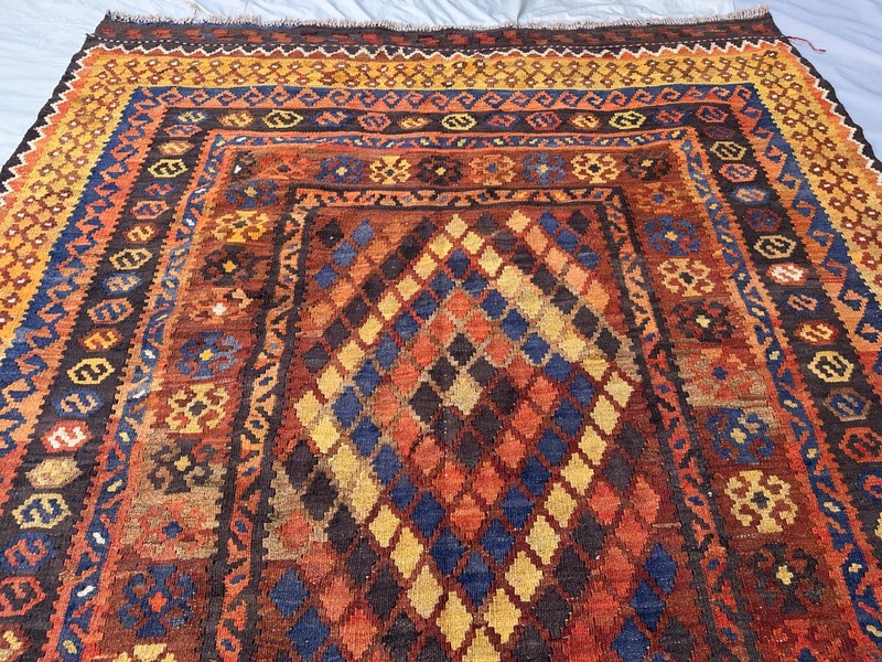 Coral Terracotta Faded Kilim Rug 9'8x13'1 Turkish Antique Tribal Boho decor gallery