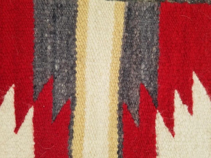 Vintage Handmade Native American Navajo Gallup Throw Wool Rug 84 x 38 cm gallery