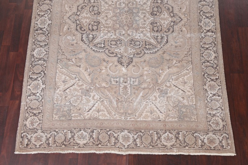Hand-Knotted Traditional Area Rug 6x9 Ft Vintage Geometric Wool Carpet Beige Rug gallery