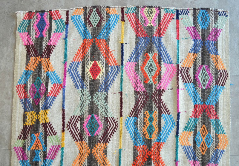 5x8 Rug Hand Made Kurdish Kilim Rug Flat Weave Colorful Primivite Rug 4′6″×8′2″ gallery
