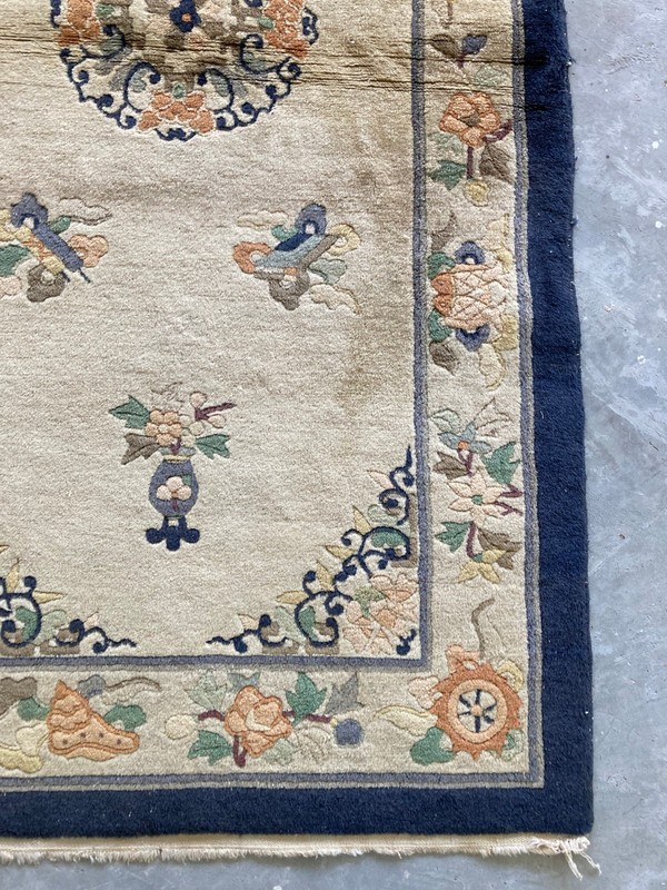 Vintage Chines Peking Handmade Floral Multicolor Wool Rug Carpet 180x92 cm gallery